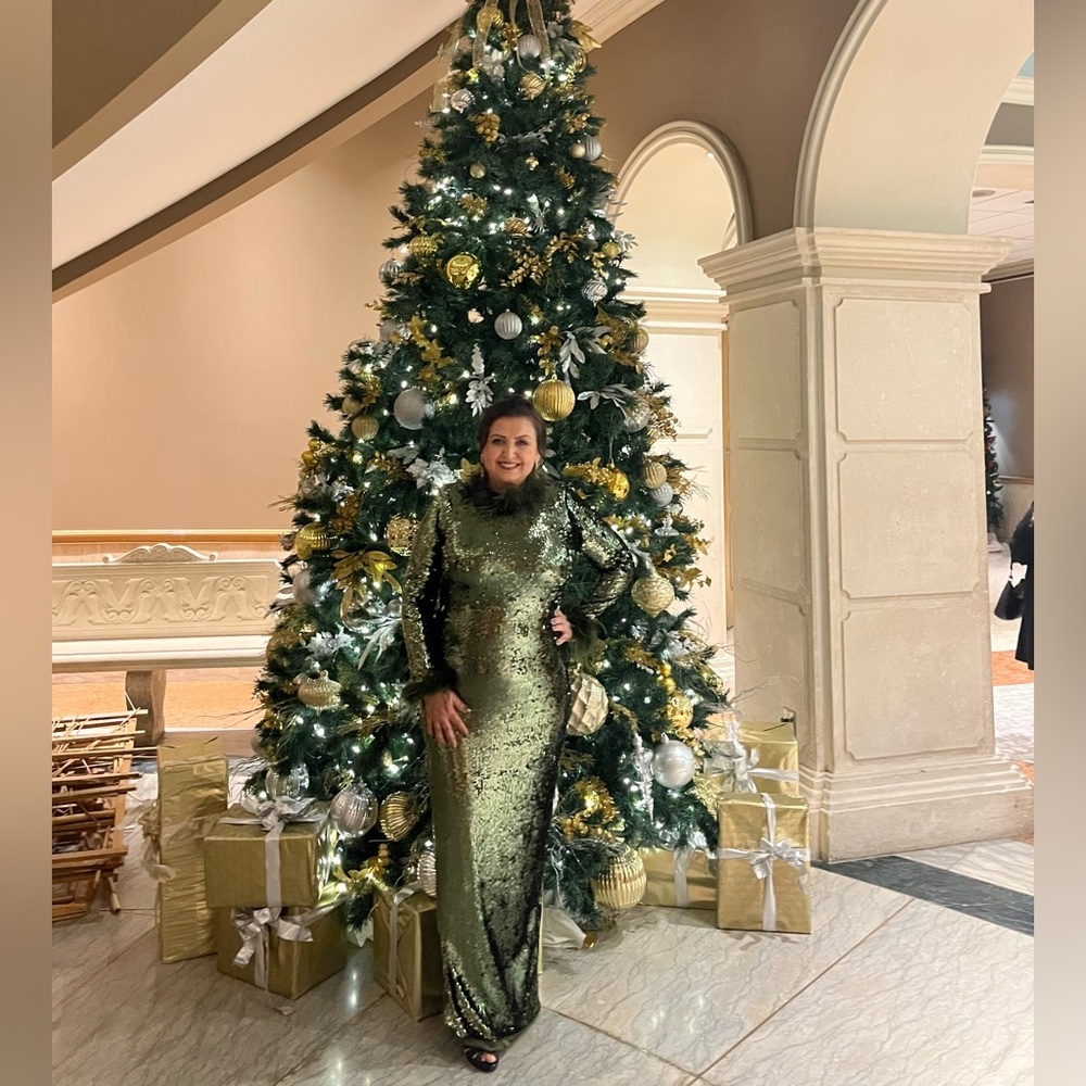 Fashion Nova feathered sequins maxi dress -Olive - Picture 7 of 7